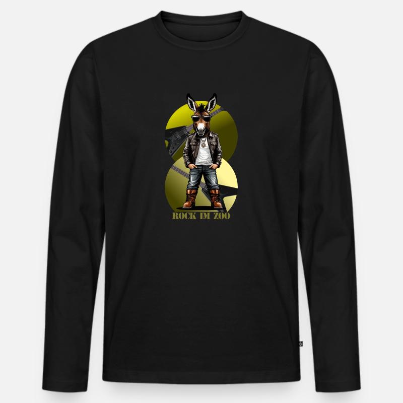 Rock 'n' Roll Esel - Männer Premium Bio Langarmshirt - Schwarz