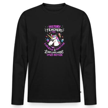 Professeur d’histoire École Histoire Professeur Cadeau - T-shirt manches longues Premium bio Homme - noir - Devant - Nico (187cm)