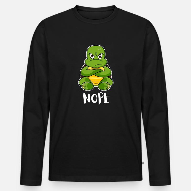 Nope Funny Lazy Turtle - Männer Premium Bio Langarmshirt - Schwarz