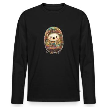 Igel mit Herz und Blumen Valentinstag Liebe Tier - Männer Premium Bio Langarmshirt - Schwarz - Vorne - Nico (187cm)