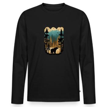 Nature Forest Animals Bear Vintage Retro Hiking Outdoor - Men's Premium Organic Long Sleeve Shirt - black - Front - Nico (187cm)