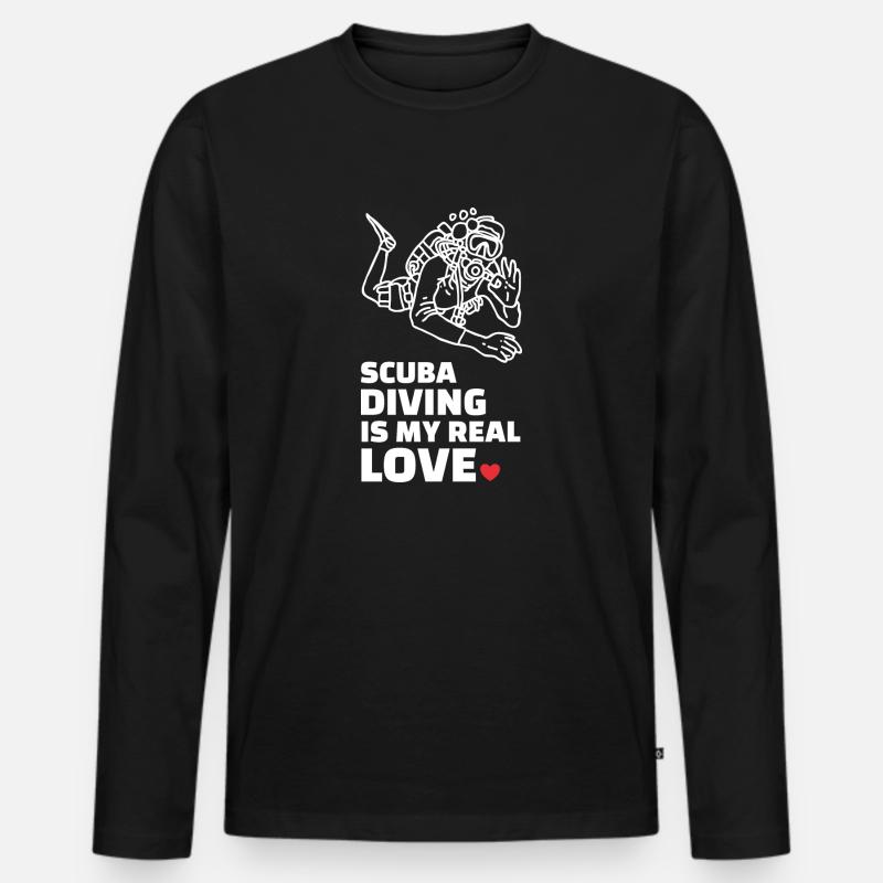 Ich Liebe Tauchen - Männer Premium Bio Langarmshirt - Schwarz