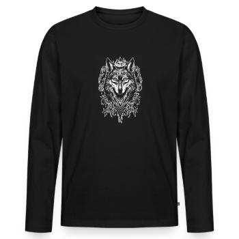 Loup Sauvage Animal Forêt Nature Randonnée sauvage - T-shirt manches longues Premium bio Homme - noir - Devant - Nico (187cm)