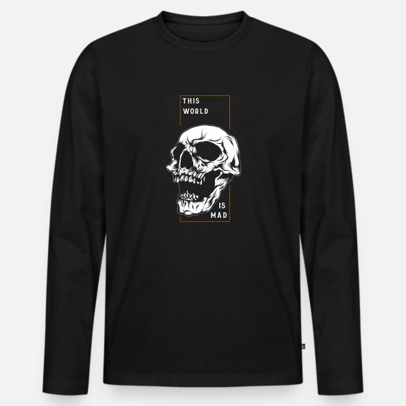 skull - Männer Premium Bio Langarmshirt - Schwarz