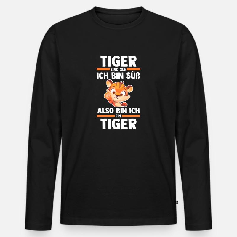 Tiger Motiv - Männer Premium Bio Langarmshirt - Schwarz