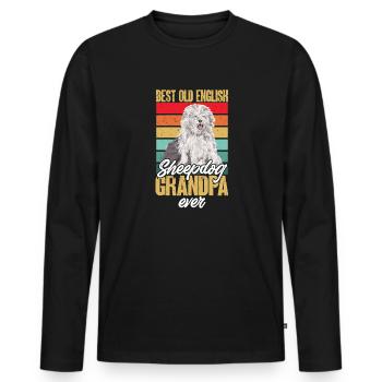 Old English Sheepdog Sheepie Bobtail - Men's Premium Organic Long Sleeve Shirt - black - Front - Nico (187cm)
