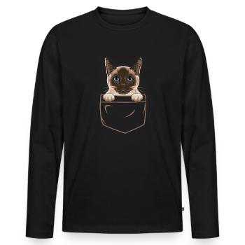 Siamkatze - Männer Premium Bio Langarmshirt - Schwarz - Vorne - Nico (187cm)