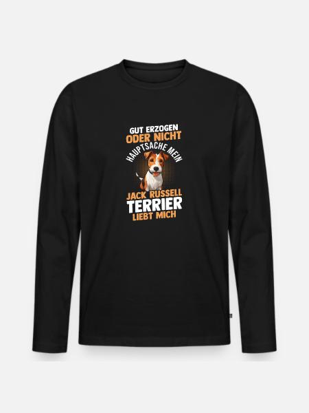 Hund Jacke Russell - Männer Premium Bio Langarmshirt - Schwarz
