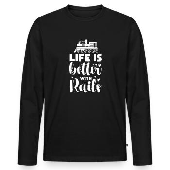 life is better with rails Design for a lover of - Men's Premium Organic Long Sleeve Shirt - black - Front - Nico (187cm)