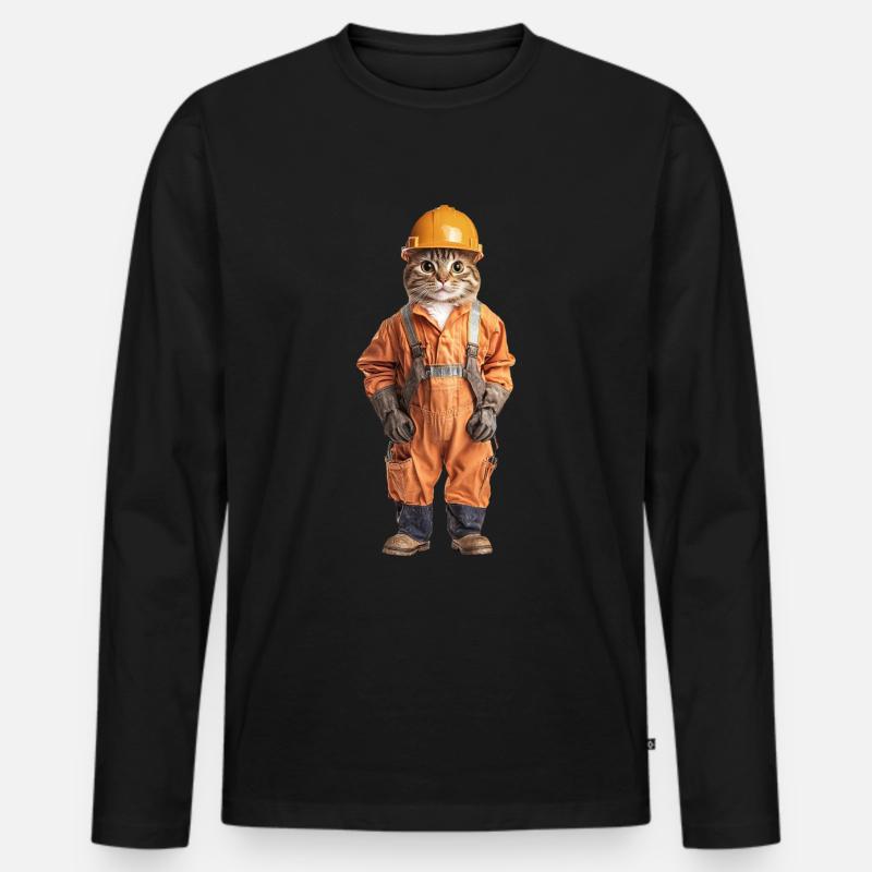 Katze - Männer Premium Bio Langarmshirt - Schwarz
