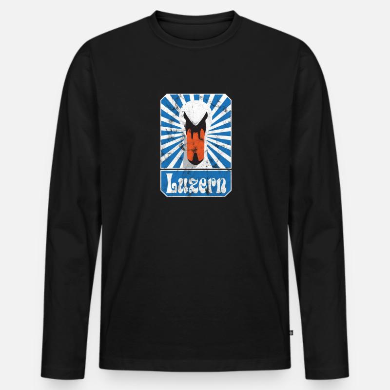 Luzern - Männer Premium Bio Langarmshirt - Schwarz