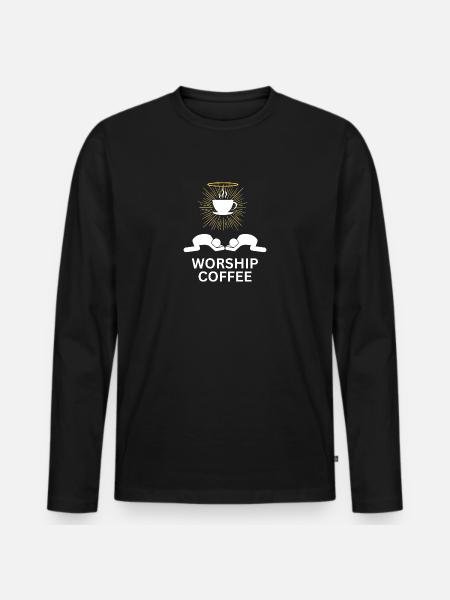 Worship Coffee - Männer Premium Bio Langarmshirt - Schwarz