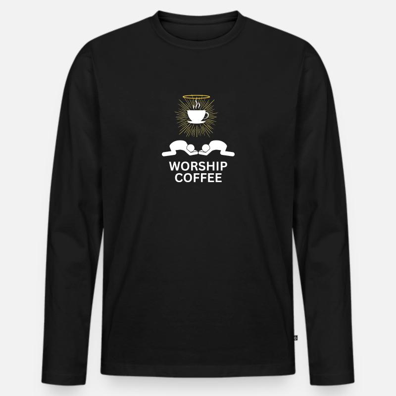 Worship Coffee - Männer Premium Bio Langarmshirt - Schwarz
