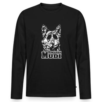 HUNGARIAN MUDI cool Sonnenbrille Hunde Hund - Männer Premium Bio Langarmshirt - Schwarz - Vorne - Nico (187cm)