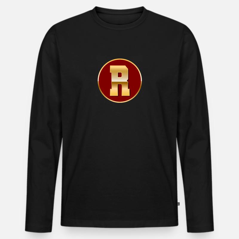 Buchstabe R - Männer Premium Bio Langarmshirt - Schwarz