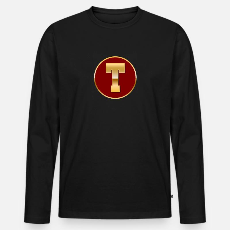 Buchstabe T - Männer Premium Bio Langarmshirt - Schwarz