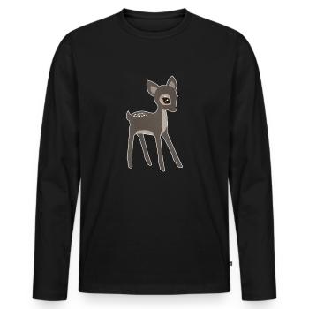 Reh - Männer Premium Bio Langarmshirt - Schwarz - Vorne - Nico (187cm)