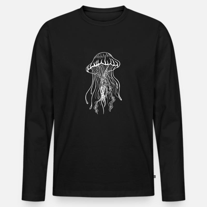 qualle-white - Männer Premium Bio Langarmshirt - Schwarz