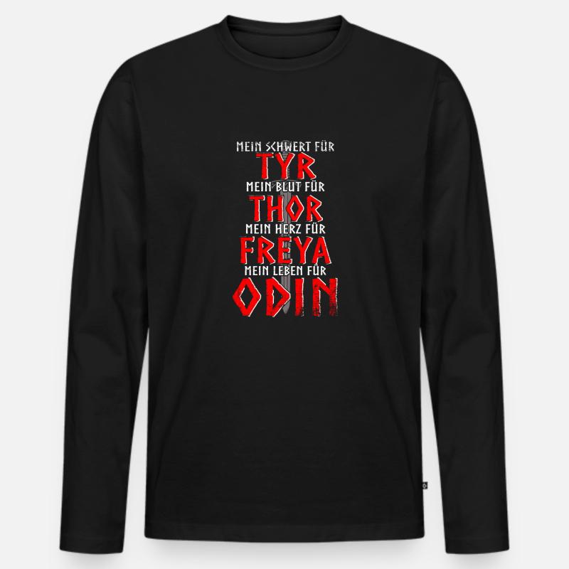Wikinger - Odin - Männer Premium Bio Langarmshirt - Schwarz
