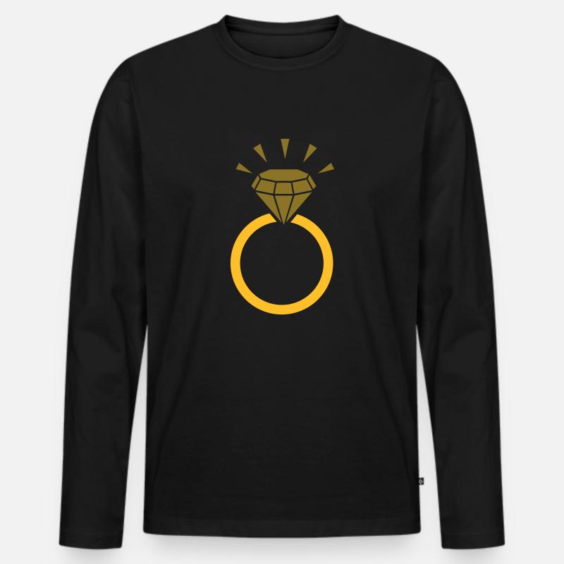 Ring - Männer Premium Bio Langarmshirt - Schwarz