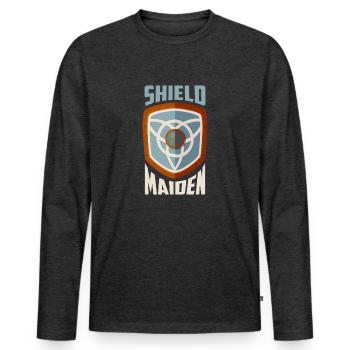 Shield Maiden Vikings Norse - Männer Premium Bio Langarmshirt - Anthrazit meliert - Vorne - Nico (187cm)