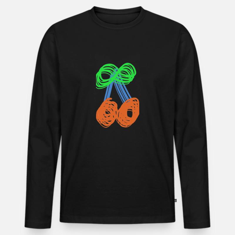 Sommerfest Kirschen 🍒 - Männer Premium Bio Langarmshirt - Schwarz