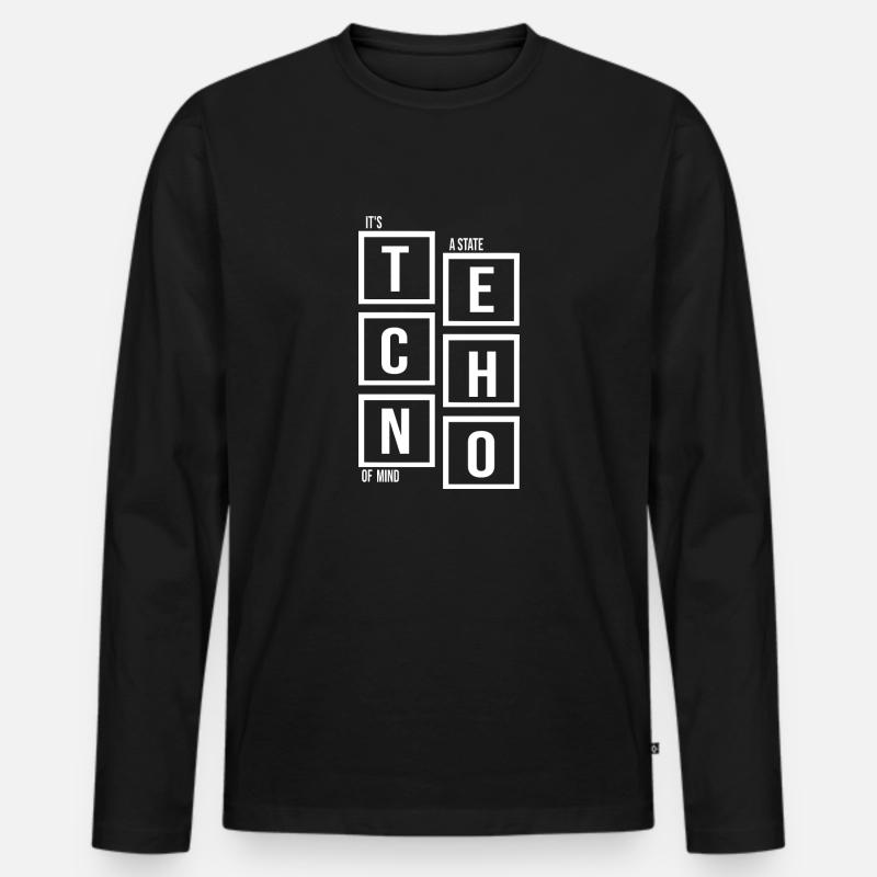 Techno ist ein Geisteszustand, Zitat - Männer Premium Bio Langarmshirt - Schwarz