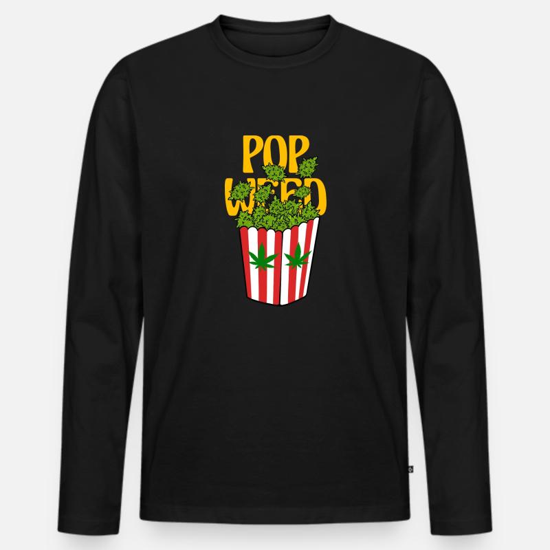 POP WEED - Männer Premium Bio Langarmshirt - Schwarz