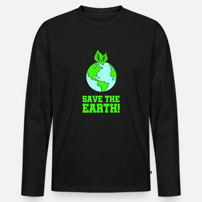 save the earth - Männer Premium Bio Langarmshirt - Schwarz