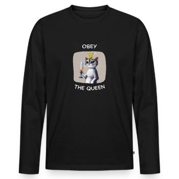 Obéir à la reine - T-shirt manches longues Premium bio Homme - noir - Devant - Nico (187cm)
