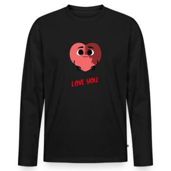 Aimez-vous le cœur - T-shirt manches longues Premium bio Homme - noir - Devant - Nico (187cm)