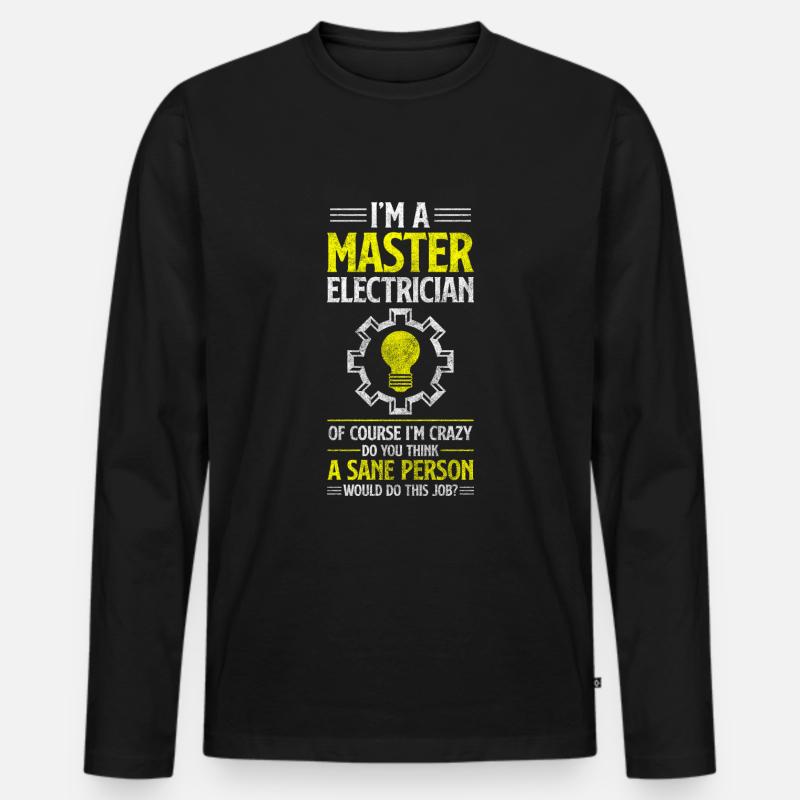 Strom Beruf Elektrisch Blitze - Männer Premium Bio Langarmshirt - Schwarz