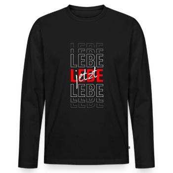 Lebe jetzt - Männer Premium Bio Langarmshirt - Schwarz - Vorne - Nico (187cm)