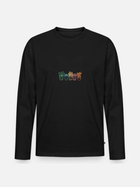 Cactus Succulentes Fleurs - T-shirt manches longues Premium bio Homme - noir