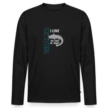 Waller fischen Nachtangeln Angler und Anglerin - Männer Premium Bio Langarmshirt - Schwarz - Vorne - Nico (187cm)