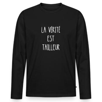 la vérité est tailleur - T-shirt manches longues Premium bio Homme - noir - Devant - Nico (187cm)
