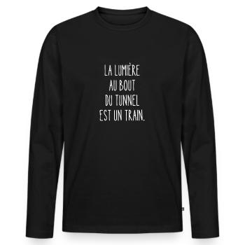 la lumière au bout du tunnel est un train - T-shirt manches longues Premium bio Homme - noir - Devant - Nico (187cm)