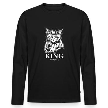 Maine Coon Roi de tout Chat Dire Chat - T-shirt manches longues Premium bio Homme - noir - Devant - Nico (187cm)
