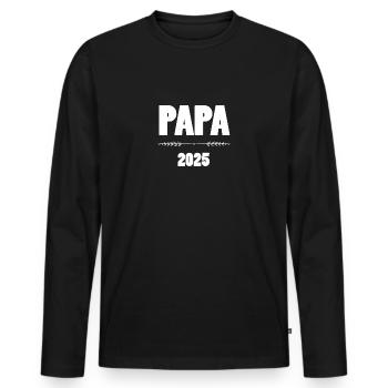 PAPA 2025 - Männer Premium Bio Langarmshirt - Schwarz - Vorne - Nico (187cm)