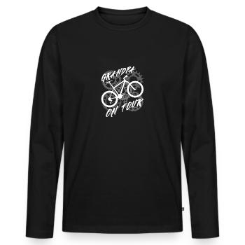 Grand-père en visite à vélo Grand-père fait du vélo - T-shirt manches longues Premium bio Homme - noir - Devant - Nico (187cm)