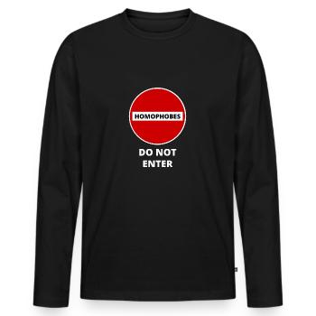 HOMOPHOBES INTERDIT - T-shirt manches longues Premium bio Homme - noir - Devant - Nico (187cm)