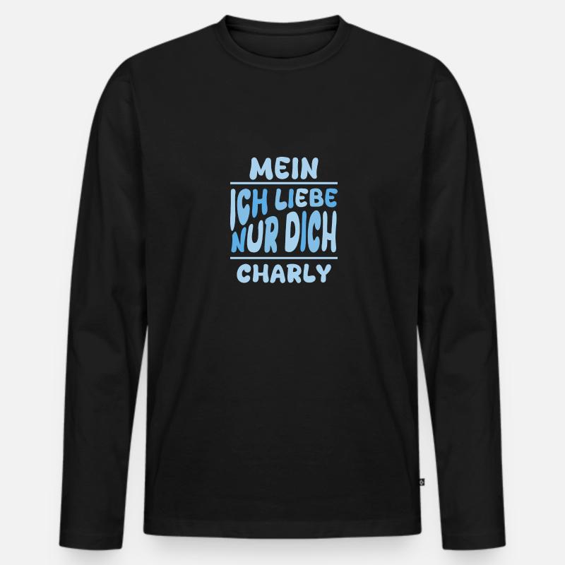 Charly - Männer Premium Bio Langarmshirt - Schwarz