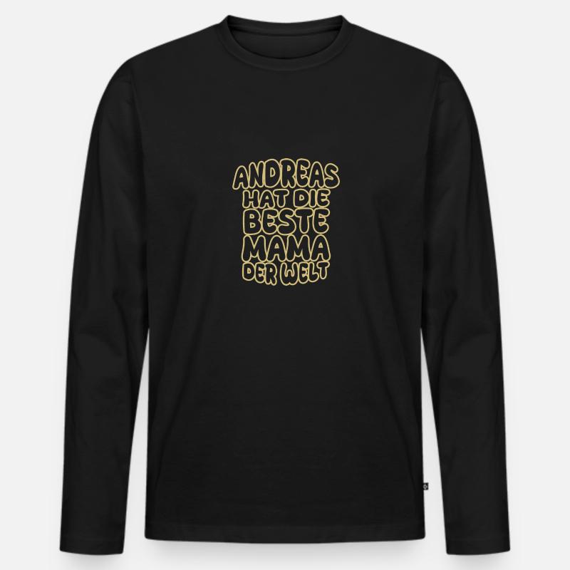 Andreas als Spruch - Männer Premium Bio Langarmshirt - Schwarz