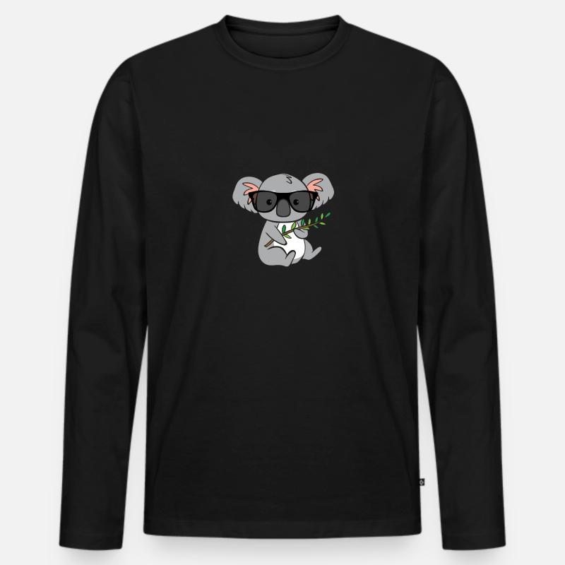 Koala mit Brille - Männer Premium Bio Langarmshirt - Schwarz