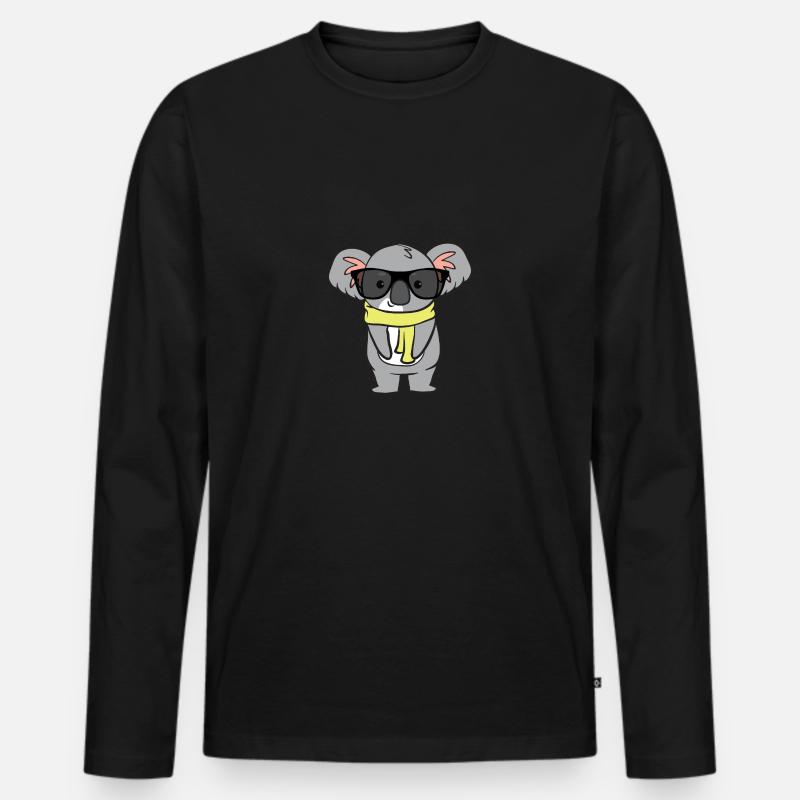 Koala mit Brille - Männer Premium Bio Langarmshirt - Schwarz