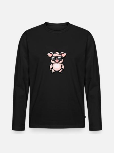 Pig Cool Animal - Men's Premium Organic Long Sleeve Shirt - black