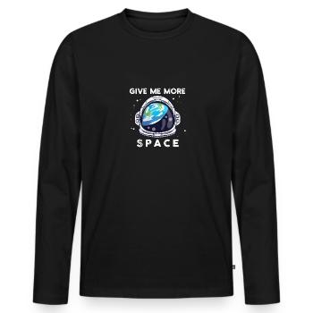 Astronaut All Funny Saying Free Space Freedom - Men's Premium Organic Long Sleeve Shirt - black - Front - Nico (187cm)