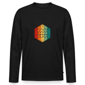 Vintage synthesizer analog synth waveform music - Men's Premium Organic Long Sleeve Shirt - black - Front - Nico (187cm)