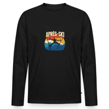 Apres Ski - Cadeau de devis pour les skieurs de sports d’hiver - T-shirt manches longues Premium bio Homme - noir - Devant - Nico (187cm)