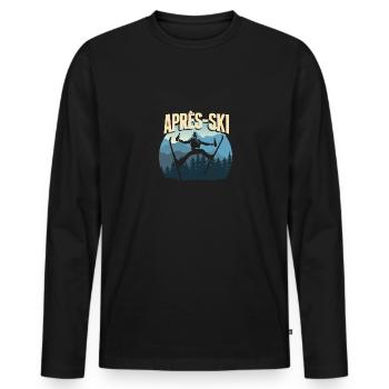 Apres Ski - Cadeau de devis pour les skieurs de sports d’hiver - T-shirt manches longues Premium bio Homme - noir - Devant - Nico (187cm)
